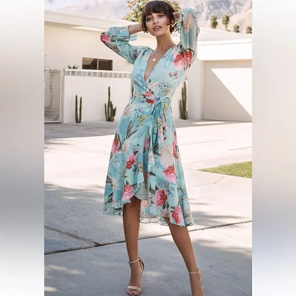 NWT Yumi Kim FOREVER YOURS JADE CASANOVA Wrap Midi DRESS XS